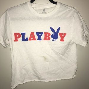 White “Playboy” crop top